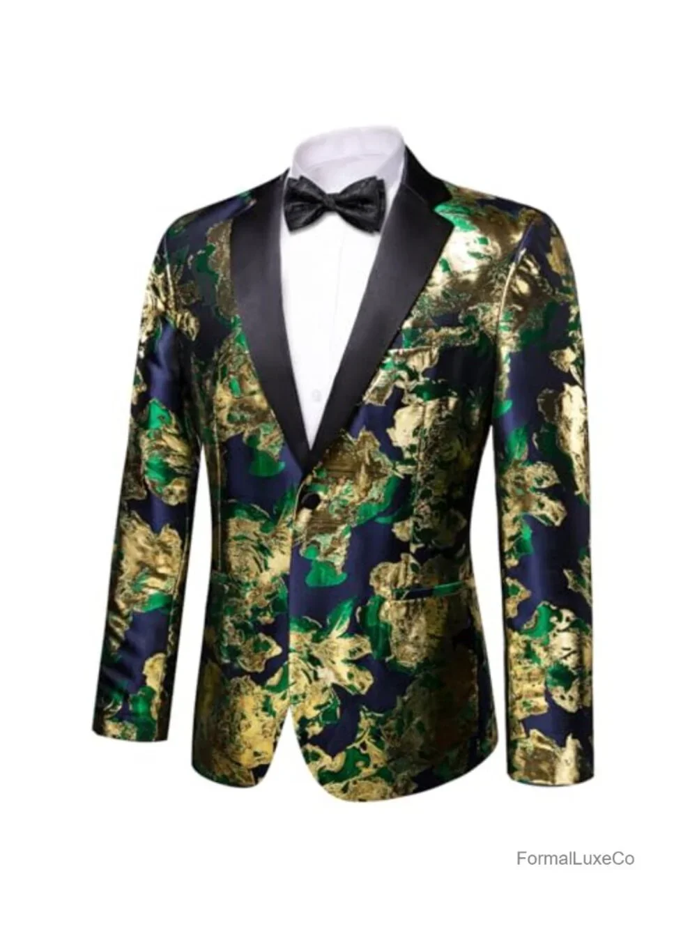 Men's Floral Jacquard Blazer Sport Coat Notch Lapel One Button Party Prom